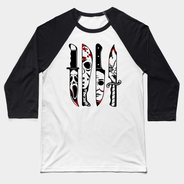 Halloween Knives Baseball T-Shirt by GloriousWax